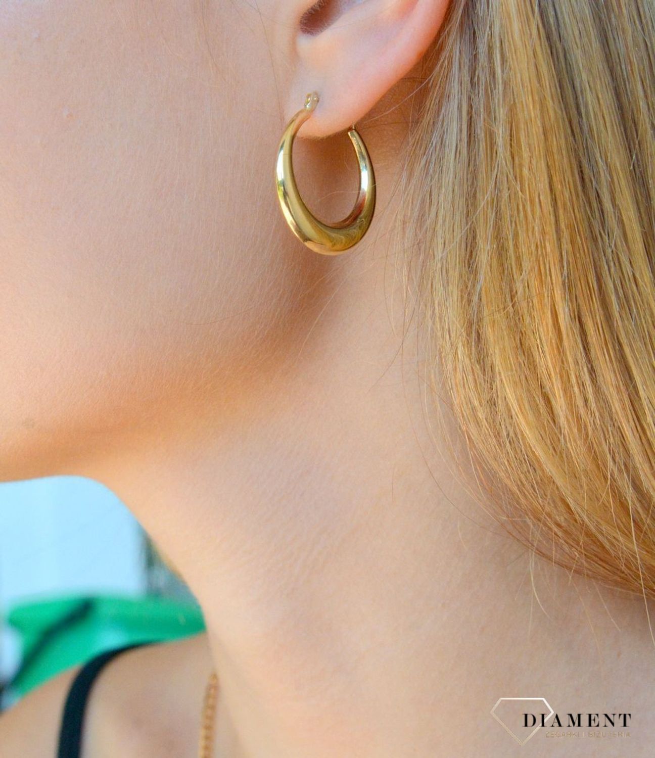 Złote kolczyki damskie 375 kółeczka z delikatnym grawerem 2,5 cm KL 4606A 375 (1).jpg